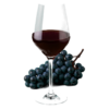 Glas Bordeaux rechteroever met druiven