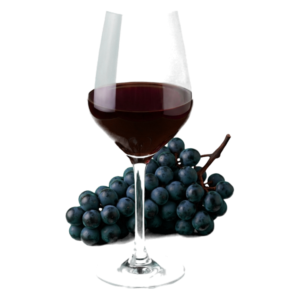 Glas Bordeaux rechteroever met druiven