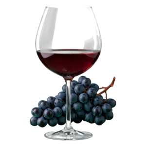Glas Bourgogne rood met druiven