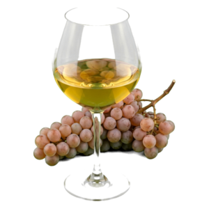 Glas Gewürztraminer met druiven