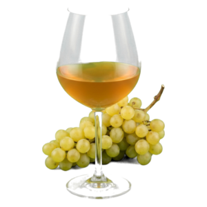 Glas Oranje wijn met druiven