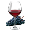 Glas Pinot noir Nieuwe Wereld met druiven