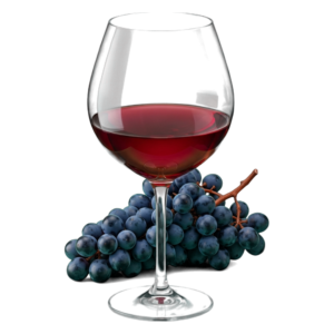 Glas Pinot noir Nieuwe Wereld met druiven