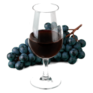 Glas Ruby en vintage port met druiven
