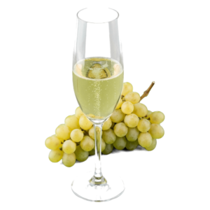 Glas Sekt met druiven
